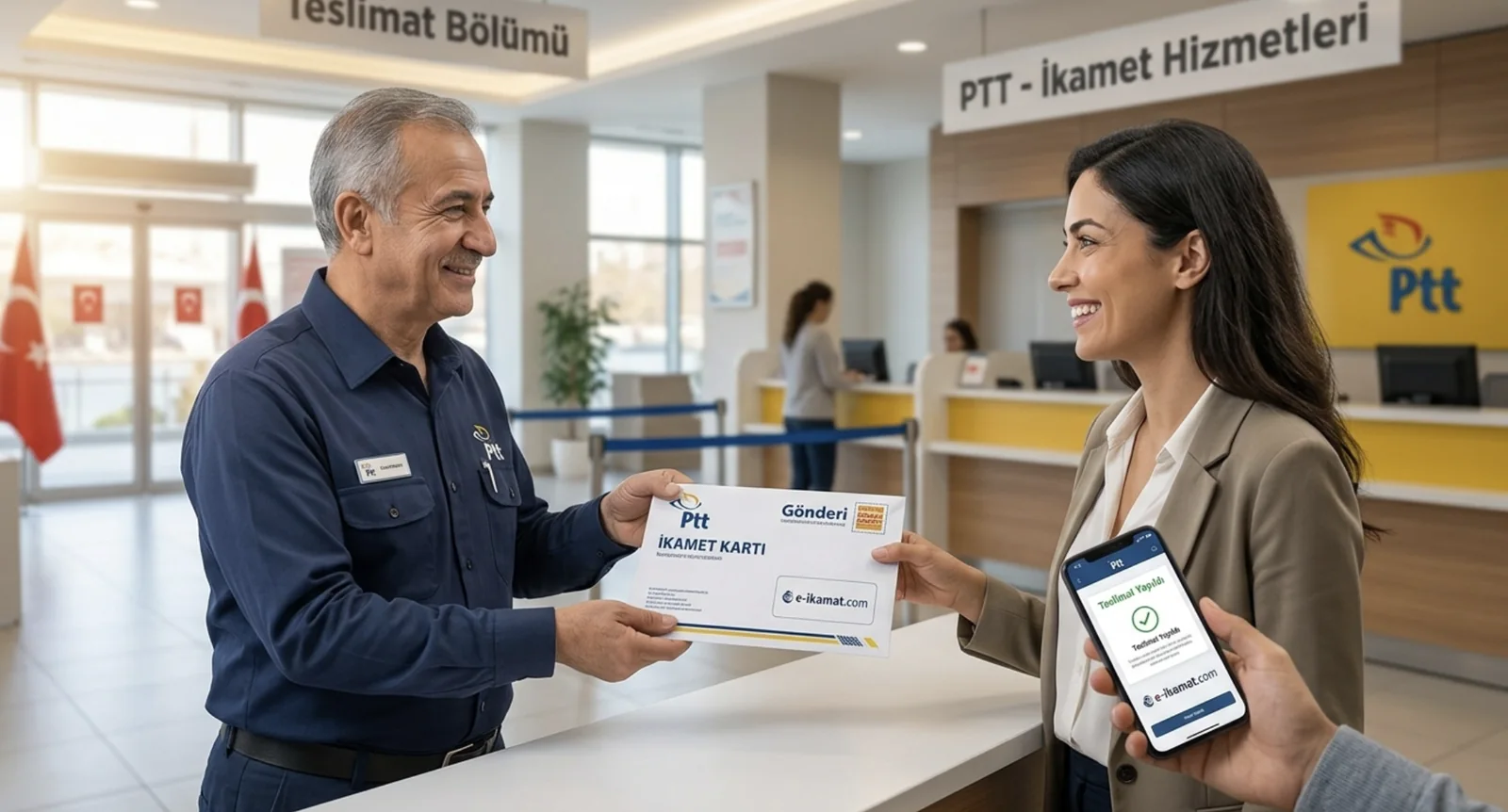 ikamet kartını posta yoluyla almak için bir açıklama sahnesi