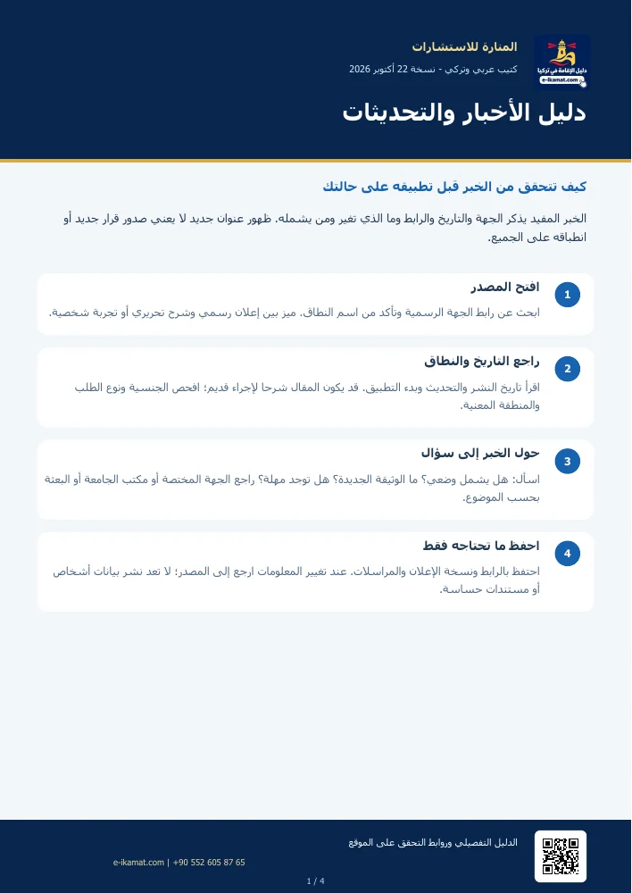 غلاف كتيب: دليل الأخبار والتحديثات