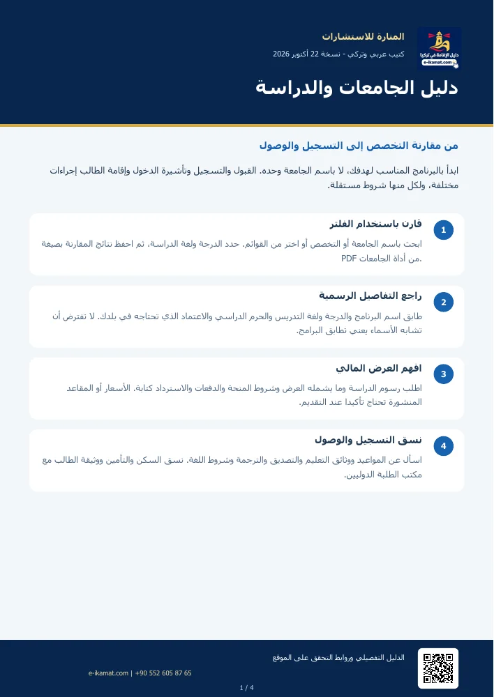 غلاف كتيب: دليل الجامعات والدراسة
